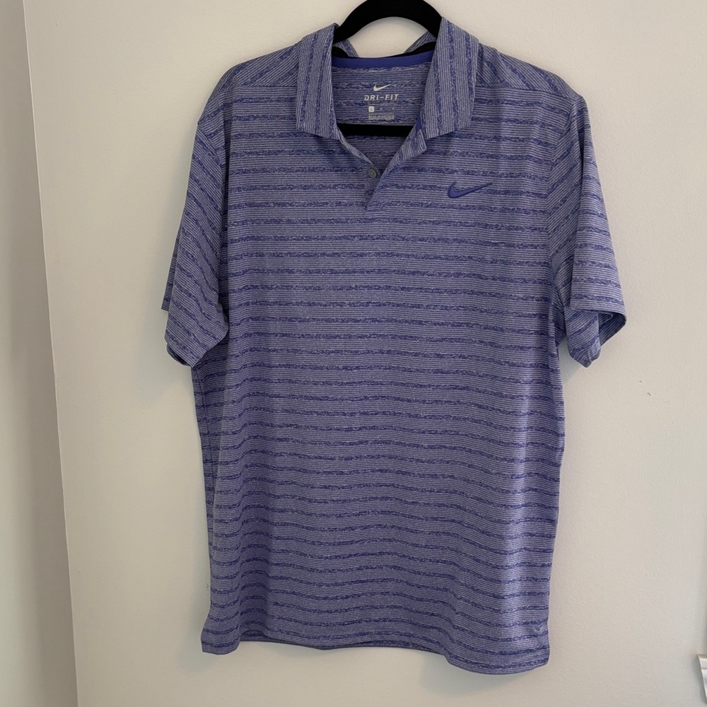 Nike Purple Heathered Stripe Performance Polo